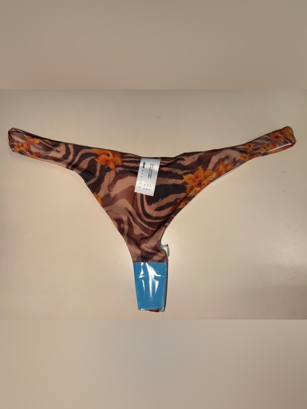 ASOS Brown & Orange Zebra Floral Thong Bikini Bottom